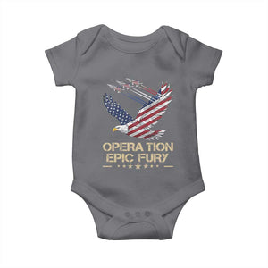 Operation Epic Fury American Eagle Flag Baby Onesie Jet Flyover USA Freedom TS02 Charcoal Print Your Wear