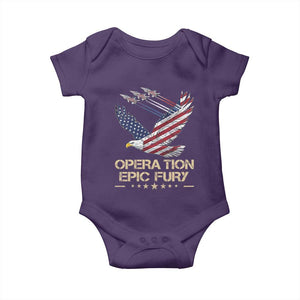 Operation Epic Fury American Eagle Flag Baby Onesie Jet Flyover USA Freedom TS02 Purple Print Your Wear