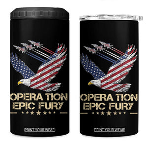 Operation Epic Fury American Eagle Flag 4 in 1 Can Cooler Tumbler Jet Flyover USA Freedom TS02 One Size: 16 oz Black Print Your Wear