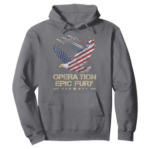 Operation Epic Fury American Eagle Flag Hoodie Jet Flyover USA Freedom TS02 Charcoal Print Your Wear