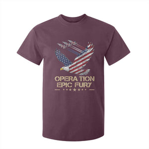 Operation Epic Fury American Eagle Flag T Shirt For Kid Jet Flyover USA Freedom TS02 Maroon Print Your Wear