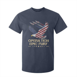 Operation Epic Fury American Eagle Flag T Shirt For Kid Jet Flyover USA Freedom TS02 Navy Print Your Wear