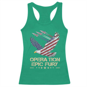 Operation Epic Fury American Eagle Flag Racerback Tank Top Jet Flyover USA Freedom TS02 Irish Green Print Your Wear