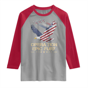 Operation Epic Fury American Eagle Flag Raglan Shirt Jet Flyover USA Freedom TS02 Sport Gray Red Print Your Wear