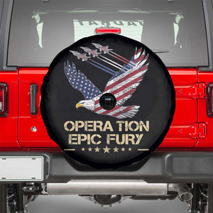 Operation Epic Fury American Eagle Flag Spare Tire Cover Jet Flyover USA Freedom TS02 Black Print Your Wear