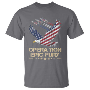 Operation Epic Fury American Eagle Flag T Shirt Jet Flyover USA Freedom TS02 Charcoal Print Your Wear
