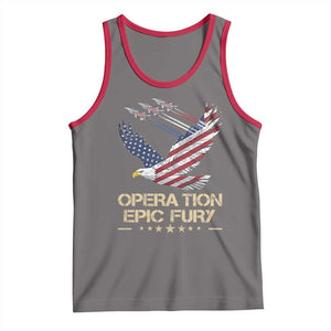 Operation Epic Fury American Eagle Flag Tank Top Jet Flyover USA Freedom TS02 Deep Heather Red Print Your Wear