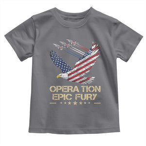Operation Epic Fury American Eagle Flag Toddler T Shirt Jet Flyover USA Freedom TS02 Charcoal Print Your Wear