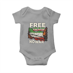 Free Iran No War Protest Graphic Baby Onesie Barbed Wire Freedom Human Rights Solidarity TS02 Sport Gray Print Your Wear