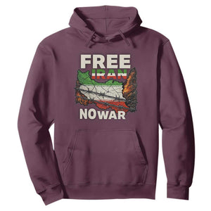 Free Iran No War Protest Graphic Hoodie Barbed Wire Freedom Human Rights Solidarity TS02 Maroon Print Your Wear