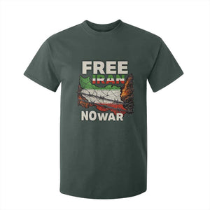 Free Iran No War Protest Graphic T Shirt For Kid Barbed Wire Freedom Human Rights Solidarity TS02 Dark Forest Green Print Your Wear