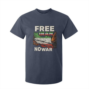 Free Iran No War Protest Graphic T Shirt For Kid Barbed Wire Freedom Human Rights Solidarity TS02 Navy Print Your Wear