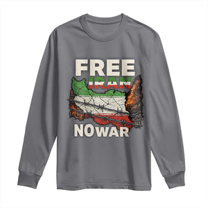 Free Iran No War Protest Graphic Long Sleeve Shirt Barbed Wire Freedom Human Rights Solidarity TS02 Charcoal Print Your Wear