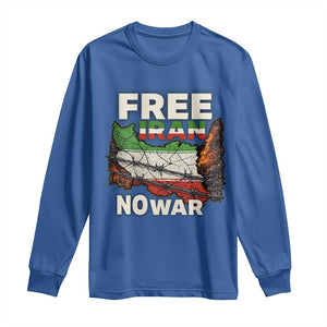 Free Iran No War Protest Graphic Long Sleeve Shirt Barbed Wire Freedom Human Rights Solidarity TS02 Royal Blue Print Your Wear