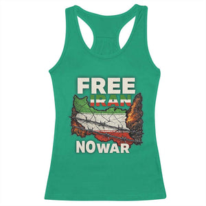 Free Iran No War Protest Graphic Racerback Tank Top Barbed Wire Freedom Human Rights Solidarity TS02 Irish Green Print Your Wear