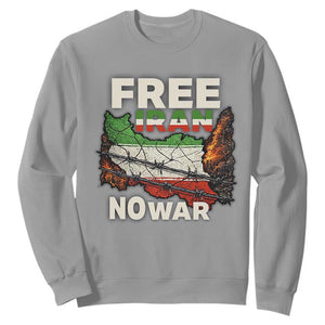 Free Iran No War Protest Graphic Sweatshirt Barbed Wire Freedom Human Rights Solidarity TS02 Sport Gray Print Your Wear