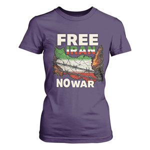 Free Iran No War Protest Graphic T Shirt For Women Barbed Wire Freedom Human Rights Solidarity TS02 Purple Print Your Wear