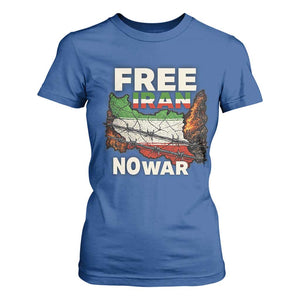 Free Iran No War Protest Graphic T Shirt For Women Barbed Wire Freedom Human Rights Solidarity TS02 Royal Blue Print Your Wear