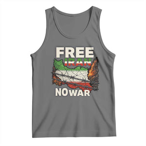 Free Iran No War Protest Graphic Tank Top Barbed Wire Freedom Human Rights Solidarity TS02 Black Heather Print Your Wear
