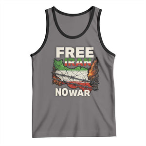 Free Iran No War Protest Graphic Tank Top Barbed Wire Freedom Human Rights Solidarity TS02 Deep Heather Black Print Your Wear