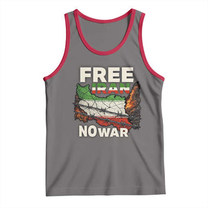 Free Iran No War Protest Graphic Tank Top Barbed Wire Freedom Human Rights Solidarity TS02 Deep Heather Red Print Your Wear
