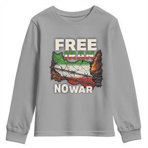 Free Iran No War Protest Graphic Youth Sweatshirt Barbed Wire Freedom Human Rights Solidarity TS02 Sport Gray Print Your Wear