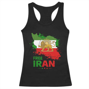 Free Iran Lion And Sun Map Graphic Racerback Tank Top Persian Heritage Freedom Support TS02 Black Print Your Wear