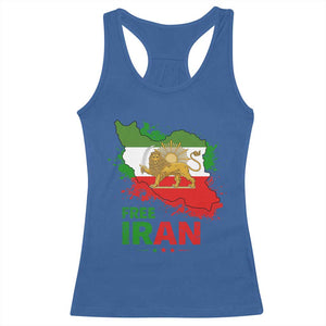 Free Iran Lion And Sun Map Graphic Racerback Tank Top Persian Heritage Freedom Support TS02 Royal Blue Print Your Wear