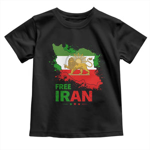 Free Iran Lion And Sun Map Graphic Toddler T Shirt Persian Heritage Freedom Support TS02 Black Print Your Wear