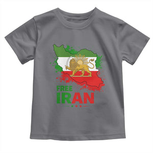 Free Iran Lion And Sun Map Graphic Toddler T Shirt Persian Heritage Freedom Support TS02 Charcoal Print Your Wear