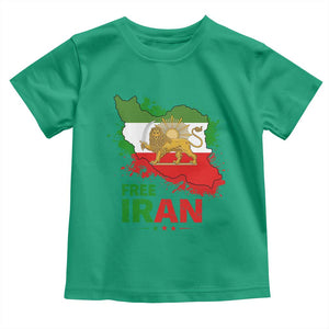 Free Iran Lion And Sun Map Graphic Toddler T Shirt Persian Heritage Freedom Support TS02 Irish Green Print Your Wear