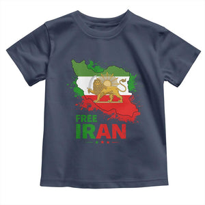 Free Iran Lion And Sun Map Graphic Toddler T Shirt Persian Heritage Freedom Support TS02 Navy Print Your Wear
