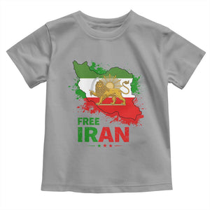 Free Iran Lion And Sun Map Graphic Toddler T Shirt Persian Heritage Freedom Support TS02 Sport Gray Print Your Wear