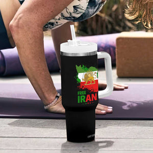 Free Iran Lion And Sun Map Graphic Tumbler With Handle Persian Heritage Freedom Support TS02 Print Your Wear
