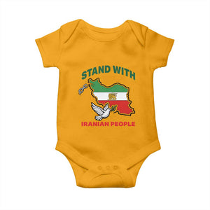 Stand With Iranian People Peace Dove Baby Onesie Iran Map Flag Freedom Human Rights Support TS02 Gold Print Your Wear