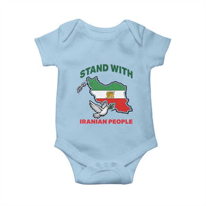 Stand With Iranian People Peace Dove Baby Onesie Iran Map Flag Freedom Human Rights Support TS02 Light Blue Print Your Wear