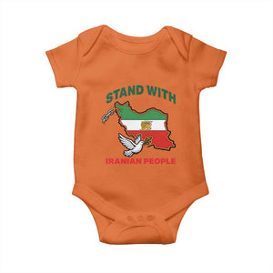 Stand With Iranian People Peace Dove Baby Onesie Iran Map Flag Freedom Human Rights Support TS02 Orange Print Your Wear