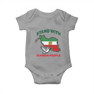 Stand With Iranian People Peace Dove Baby Onesie Iran Map Flag Freedom Human Rights Support TS02 Sport Gray Print Your Wear