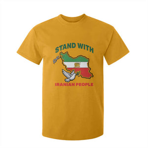 Stand With Iranian People Peace Dove T Shirt For Kid Iran Map Flag Freedom Human Rights Support TS02 Gold Print Your Wear