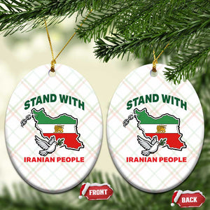 Stand With Iranian People Peace Dove Ceramic Ornament Iran Map Flag Freedom Human Rights Support TS02 Print Your Wear