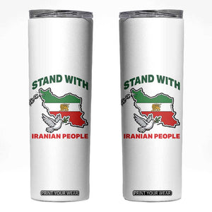 Stand With Iranian People Peace Dove Skinny Tumbler Iran Map Flag Freedom Human Rights Support TS02 White Print Your Wear