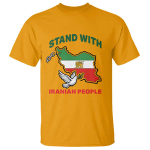 Stand With Iranian People Peace Dove T Shirt Iran Map Flag Freedom Human Rights Support TS02 Gold Print Your Wear