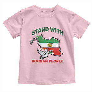 Stand With Iranian People Peace Dove Toddler T Shirt Iran Map Flag Freedom Human Rights Support TS02 Light Pink Print Your Wear