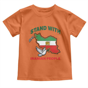 Stand With Iranian People Peace Dove Toddler T Shirt Iran Map Flag Freedom Human Rights Support TS02 Orange Print Your Wear