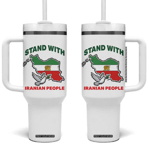 Stand With Iranian People Peace Dove Tumbler With Handle Iran Map Flag Freedom Human Rights Support TS02 One Size: 40 oz White Print Your Wear