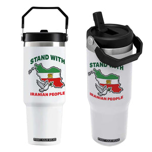 Stand With Iranian People Peace Dove Flip Straw Tumbler Iran Map Flag Freedom Human Rights Support TS02 One Size: 30 oz White Print Your Wear
