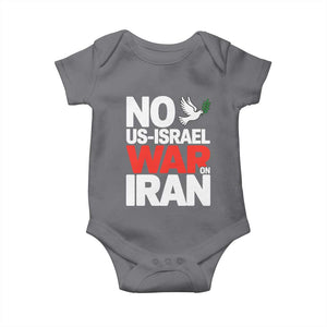 No US Israel War On Iran Baby Onesie Anti War Peace Dove TS02 Charcoal Print Your Wear