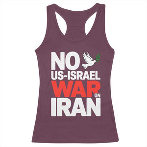 No US Israel War On Iran Racerback Tank Top Anti War Peace Dove TS02 Maroon Print Your Wear