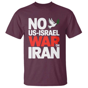 No US Israel War On Iran T Shirt - Anti War Peace Dove TS02 Maroon Print Your Wear