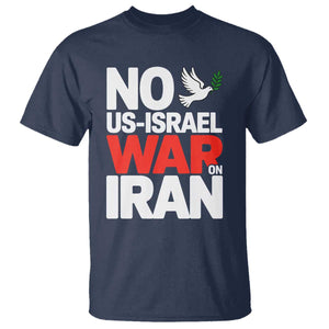No US Israel War On Iran T Shirt - Anti War Peace Dove TS02 Navy Print Your Wear